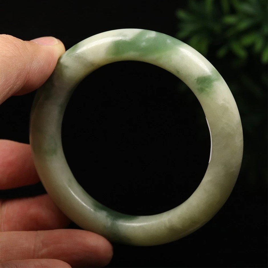 56.0mm Certified Natural (A Grade) Green Jade Bangle