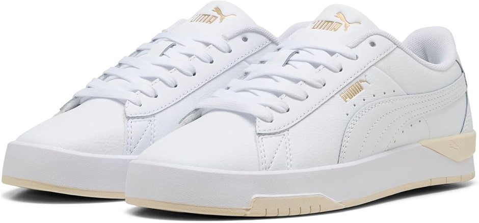 PUMA Women's Jada Classic Sneaker, White/Gold/Alpine Snow, US6