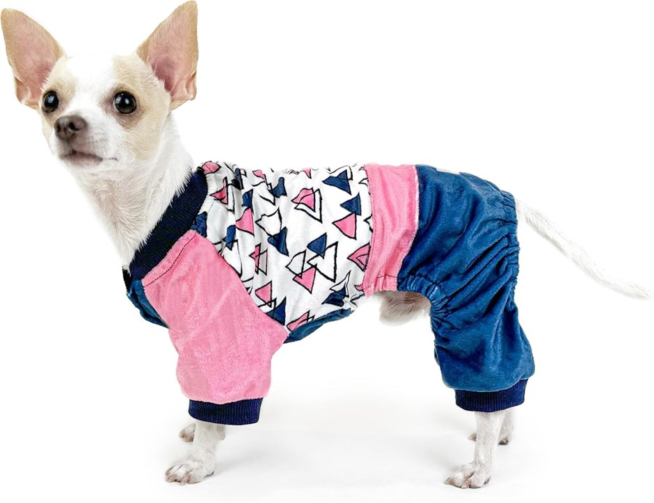 Huskimo Dog Pyjamas Triangle Pink 33cm – Soft Dog Pajamas for Winter, Cute