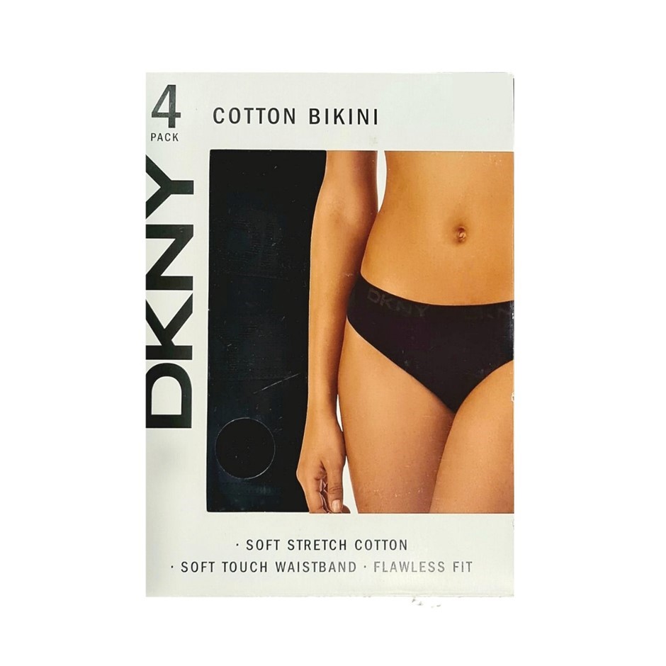 4-Pack DKNY Bikini Underwear, Size M, Soft Stretch Cotton, Flawless Fit, Bl