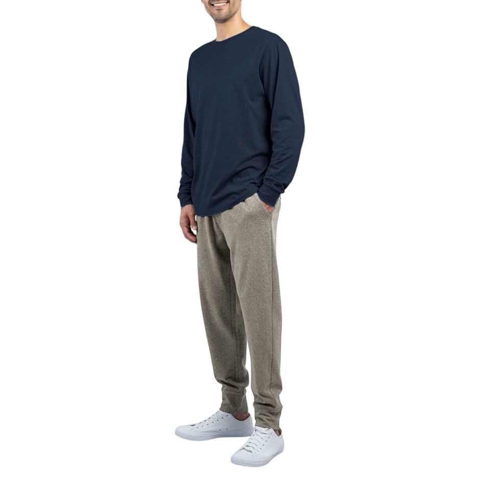 JACHS Men's 2-Piece Crewneck + Lounge Pant Set, Size XL, Navy/Beige Stone.