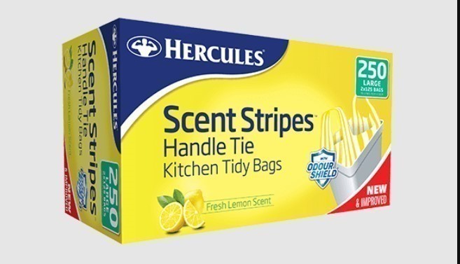 HERCULES Handle Tie Kitchen Tidy Bags, 250 Count, Fresh Lemon Scent, NB: Da