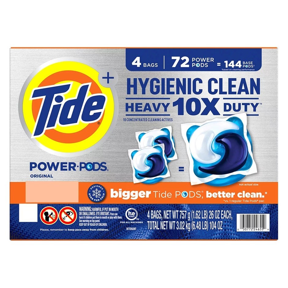 TIDE Ultra Oxi Odor Eliminator Power Pods 72pc Count, 757g. NB: Damaged pac