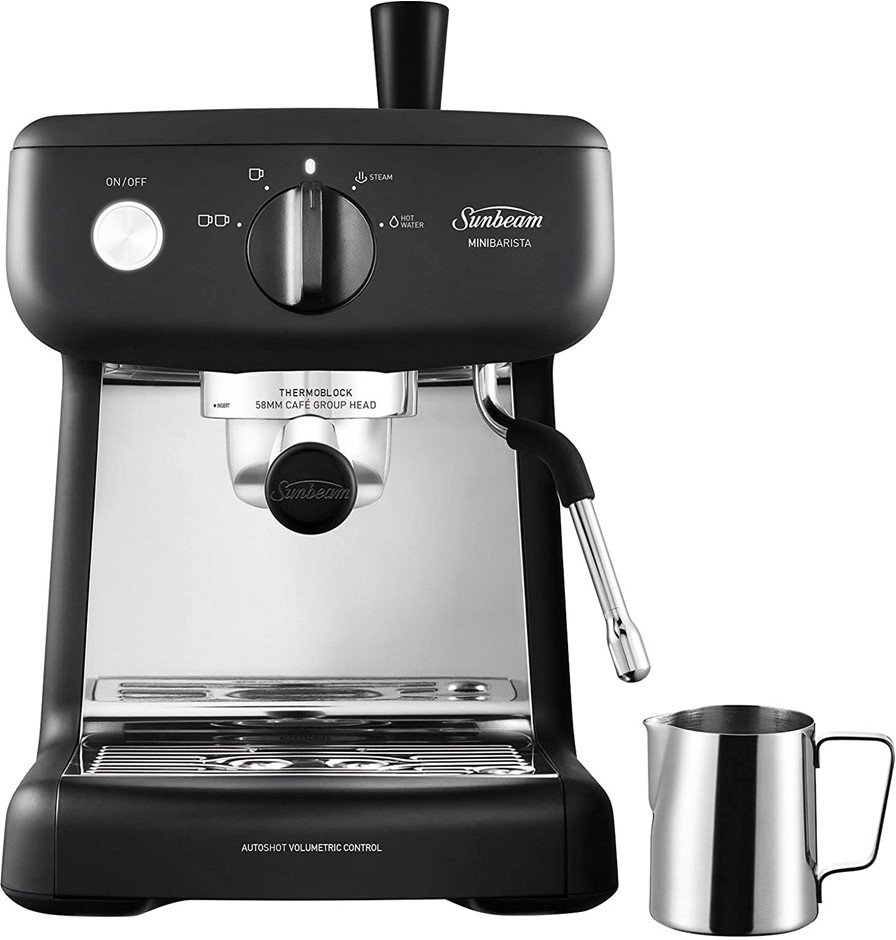 SUNBEAM Mini Barista Coffee Machine, 2L Water Tank, 15 Bar Italian Pump. NB