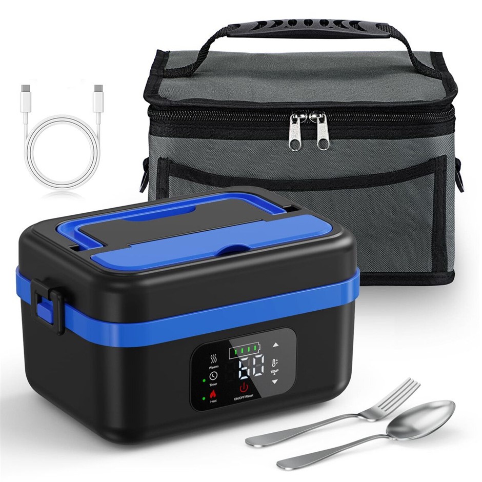 Cordless Heated Lunch Box Rechargeable 8000mAh Food Warmer 1L with Timer