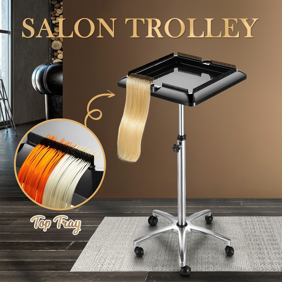 Hair Salon Trolley Rolling Beauty Tool Storage Cart on Wheels Adjustable
