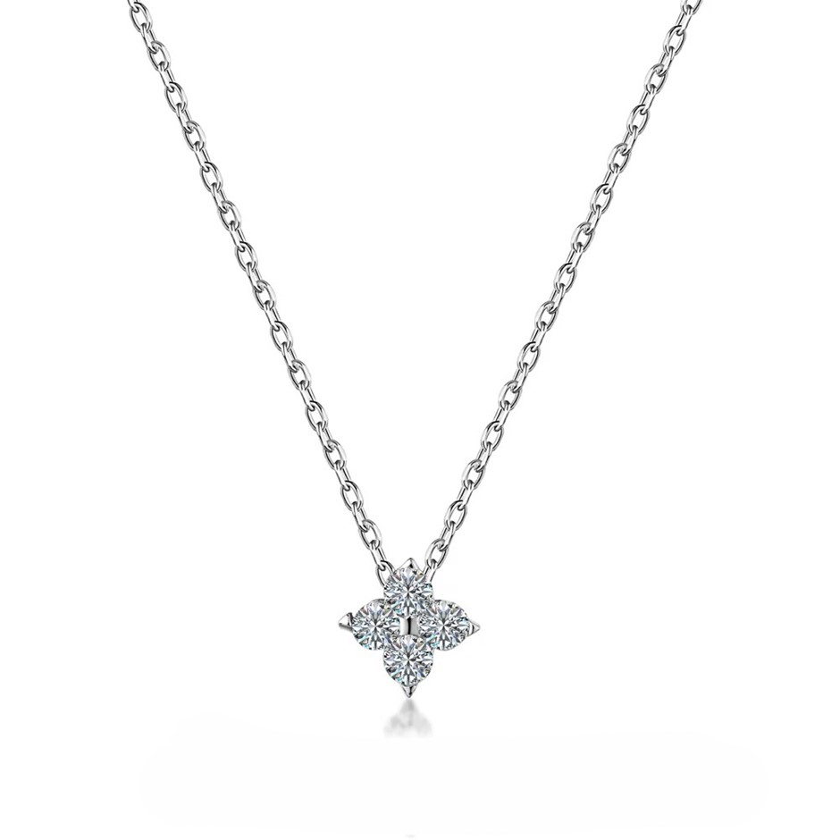 0.18ct Round Lab Created Moissanite 925 Sterling Silver Pendant Necklace