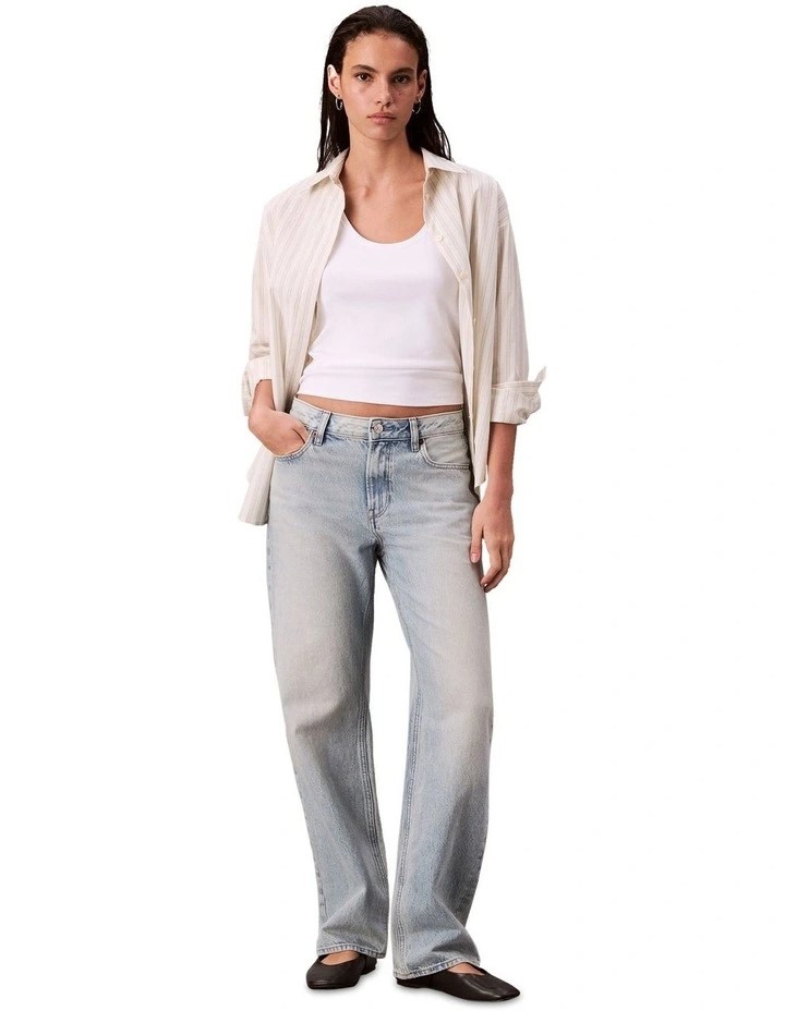 CALVIN KLEIN Women's Signature 90s Straight Jeans, Size 28R, Blue Stone, 47