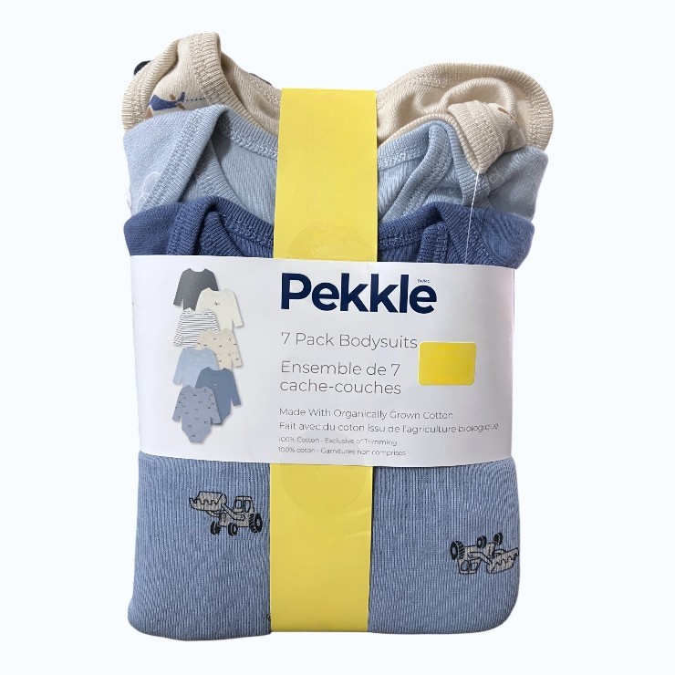 PEKKLE 7-Pack Bodysuits, Size 9m (0), Boys. Buyers Note - Discount Freight