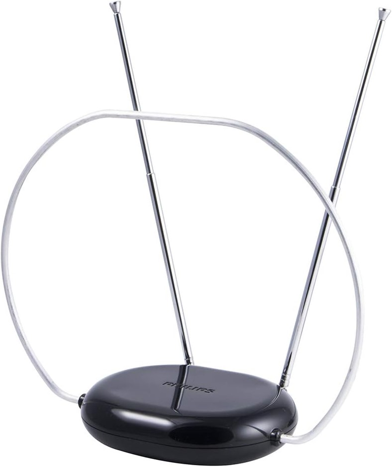 PHILIPS Rabbit Ears Indoor TV Antenna, Dipoles and Circular Loop, Tabletop