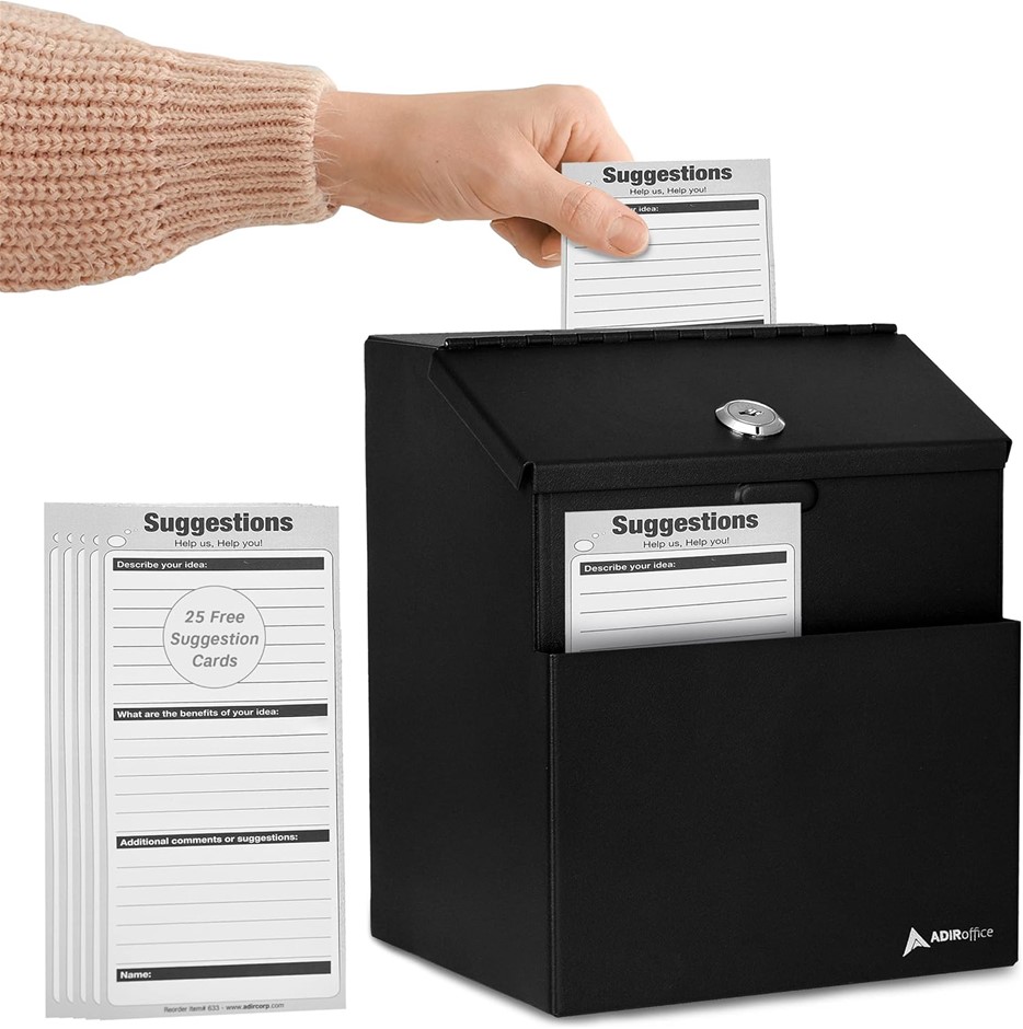 2 X Adir Corp. Wall Mountable Steel Suggestion Box With Lock - Donation & C