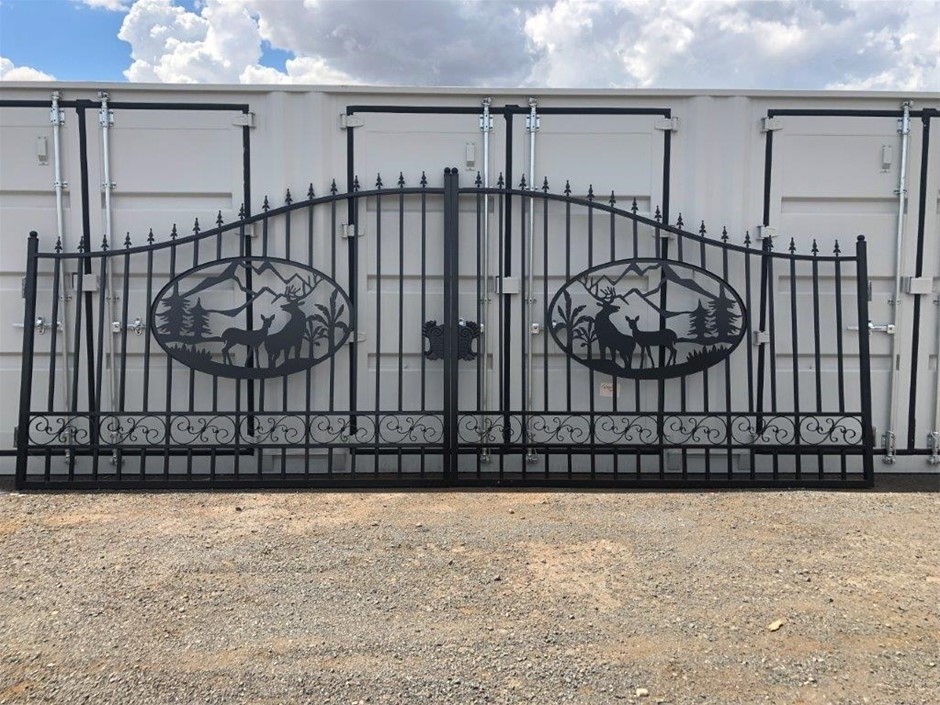 Set of 2 Large Wrought Iron Style Gates with Wildlife Scene(Unused)