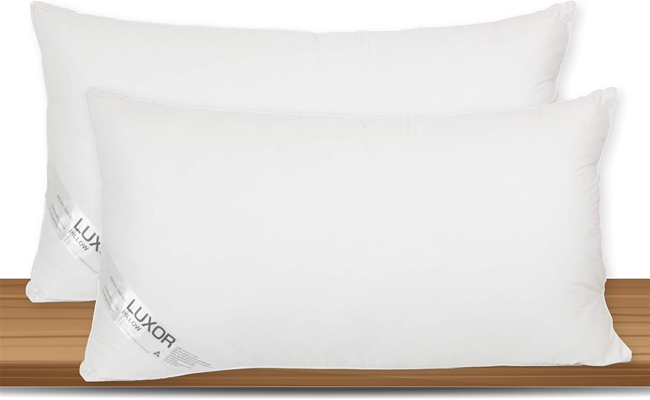 LUXOR Linen Luxor Australian Made Pillow with 4 cm Wall, Twin Pack.