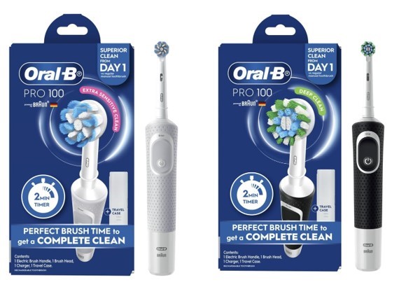 ORAL-B 1 x Pro 100 Deep Clean Electric Toothbrush (Black) & 1 x Pro 100 ult