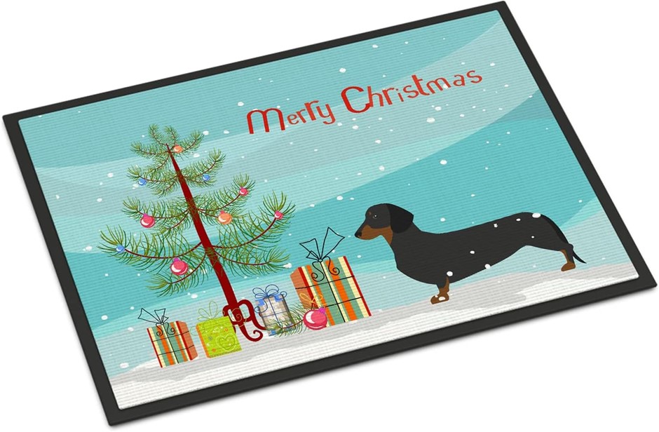 CAROLINE'S TREASURES 24 x 36 Inches Dachshund & Merry Christmas tree mat,