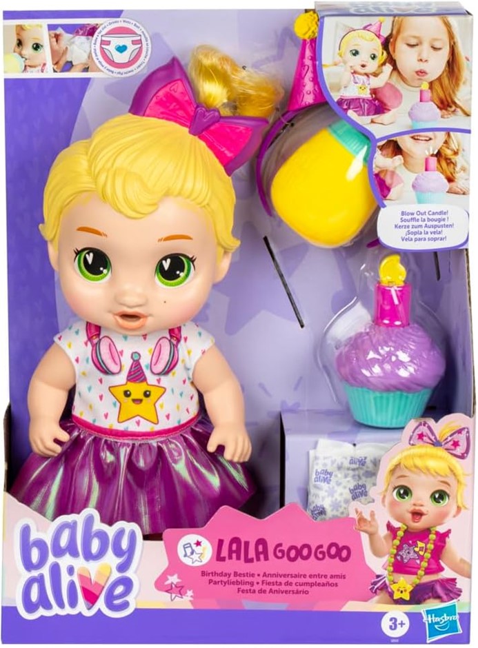 BABY ALIVE  Birthday Bestie LaLa GooGoo Blonde Hair Baby Doll Set
