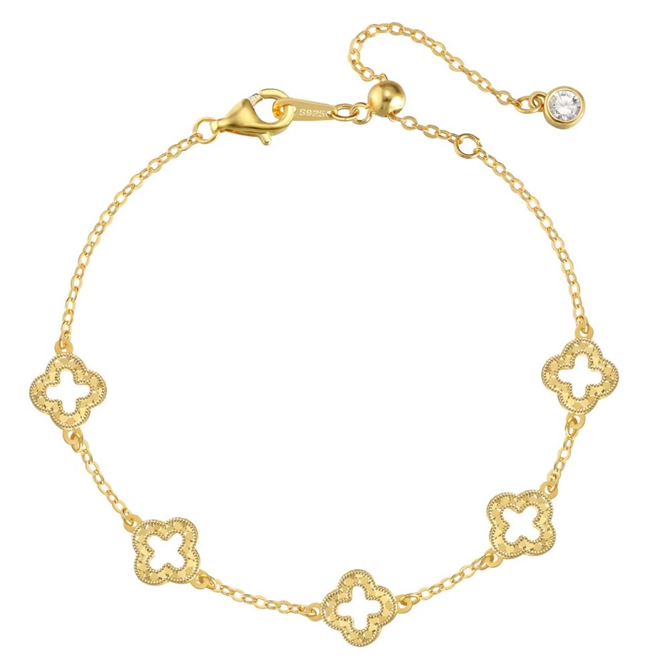 Elegant with Cubic Zirconia 18K Gold Filled 925 Silver Bracelet