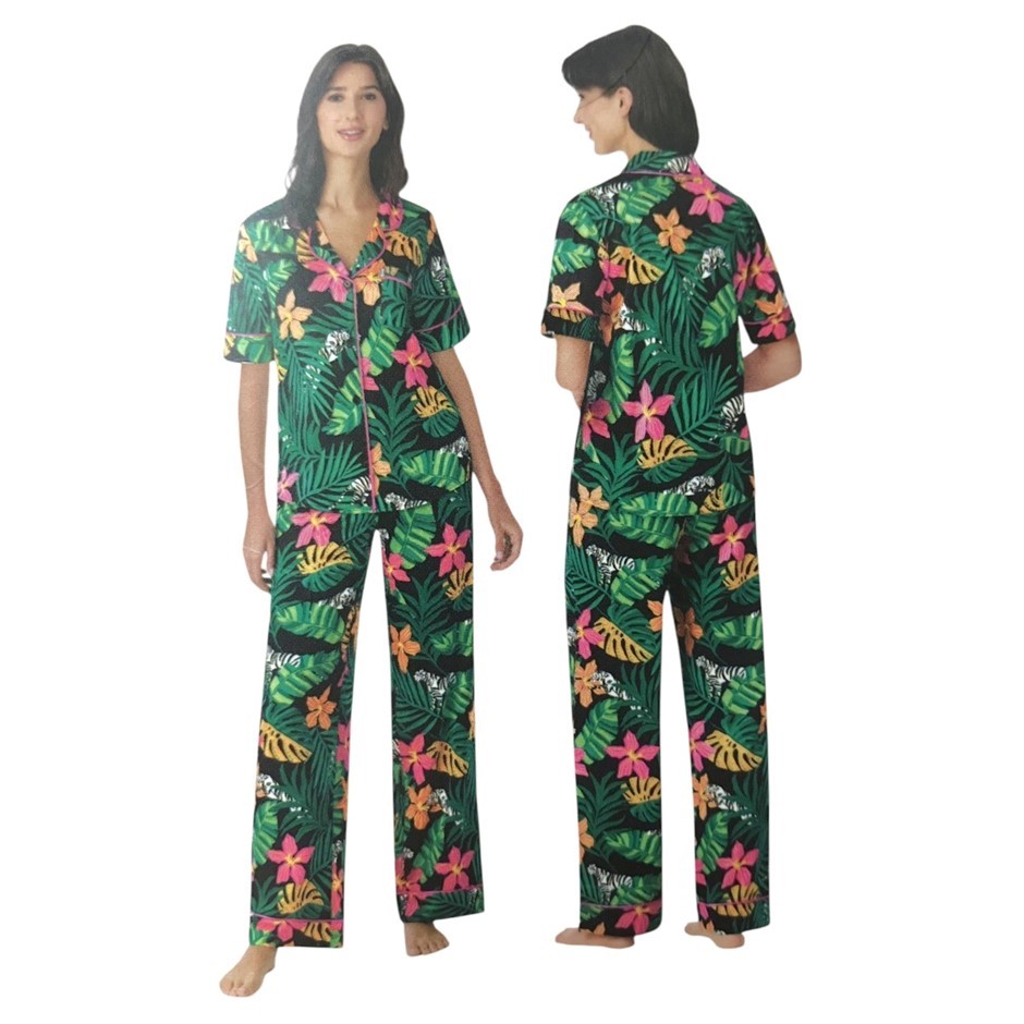ROOM SERVICE Women's 2pc Notch Collar PJ Set, Size XL, Amazon.