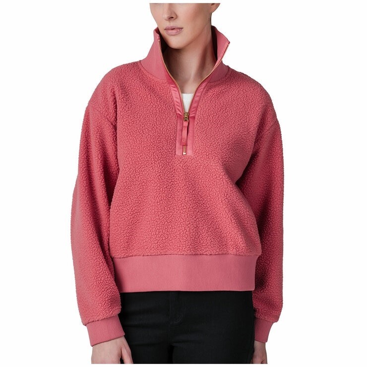 TUFF Women's Sherpa Half Zip Pullover, Size L, Pink. Buyers Note - Discoun