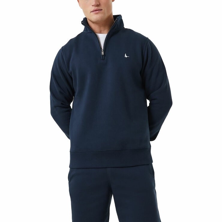 JACK WILLS Men's Barchester 1/4 Zip Pullover, Size L, 75% Cotton, Navy. Bu