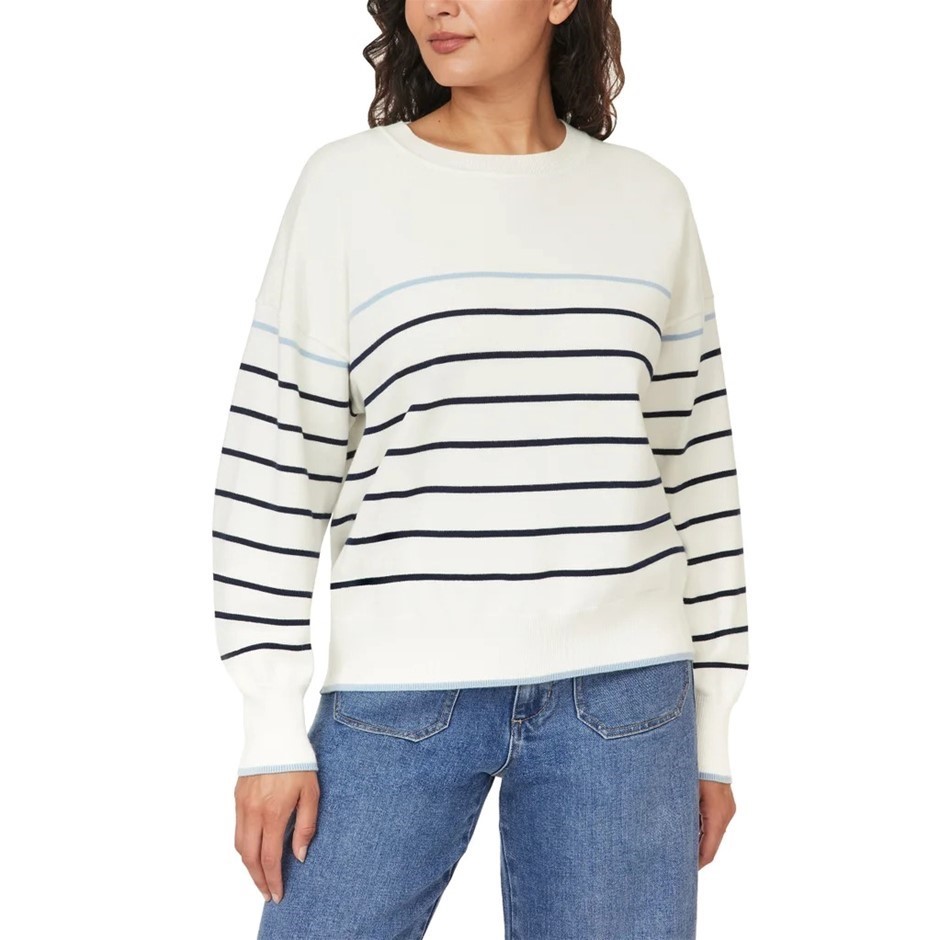 C&C CALIFORNIA Women's Sweater, Size S, White Stripe. Buyers Note - Discou