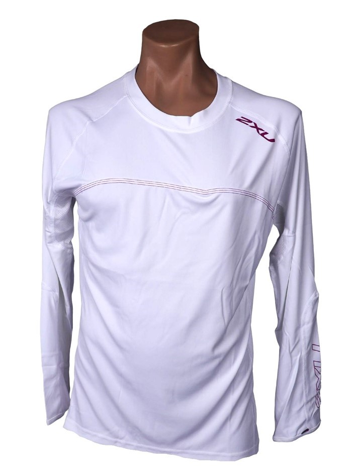 2 x 2XU Women's Sailing Short Sleeve Fibretech Tee, Size S, White/Rose. WY2
