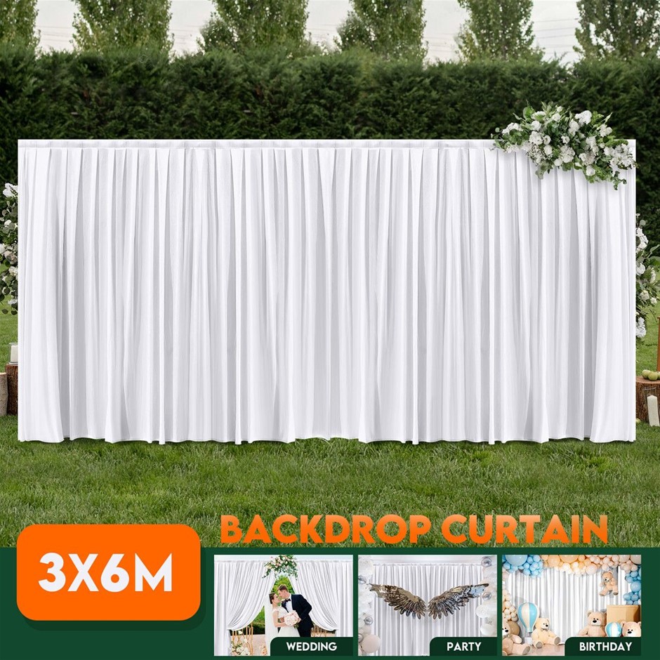 White Photography Backdrop Curtain 3x6m Wedding Party Drape w/ Rod Pocket