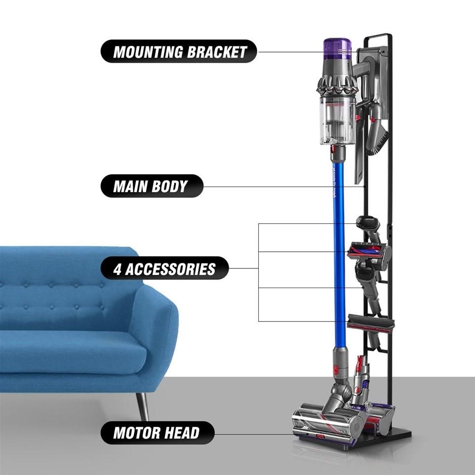 Dyson Compatible Cordless Vacuum Cleaner Stand Metal Storage Rack Black