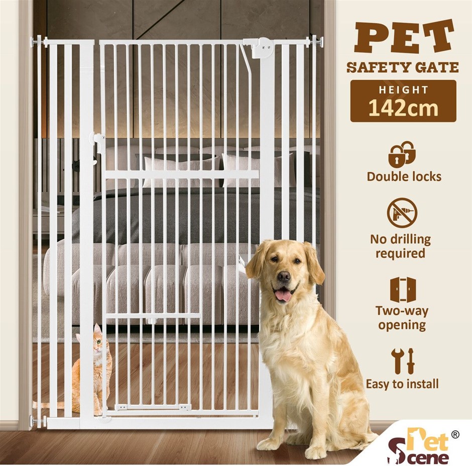 Retractable Extra Tall Pet Safety Gate Walk Through Door 75-105cm Width