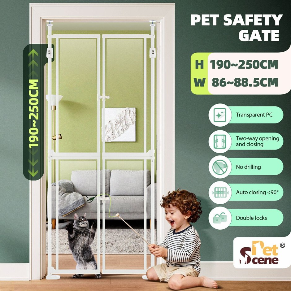 Extra Tall Retractable Pet Safety Gate 190-250cm Height 86-88.5cm Width