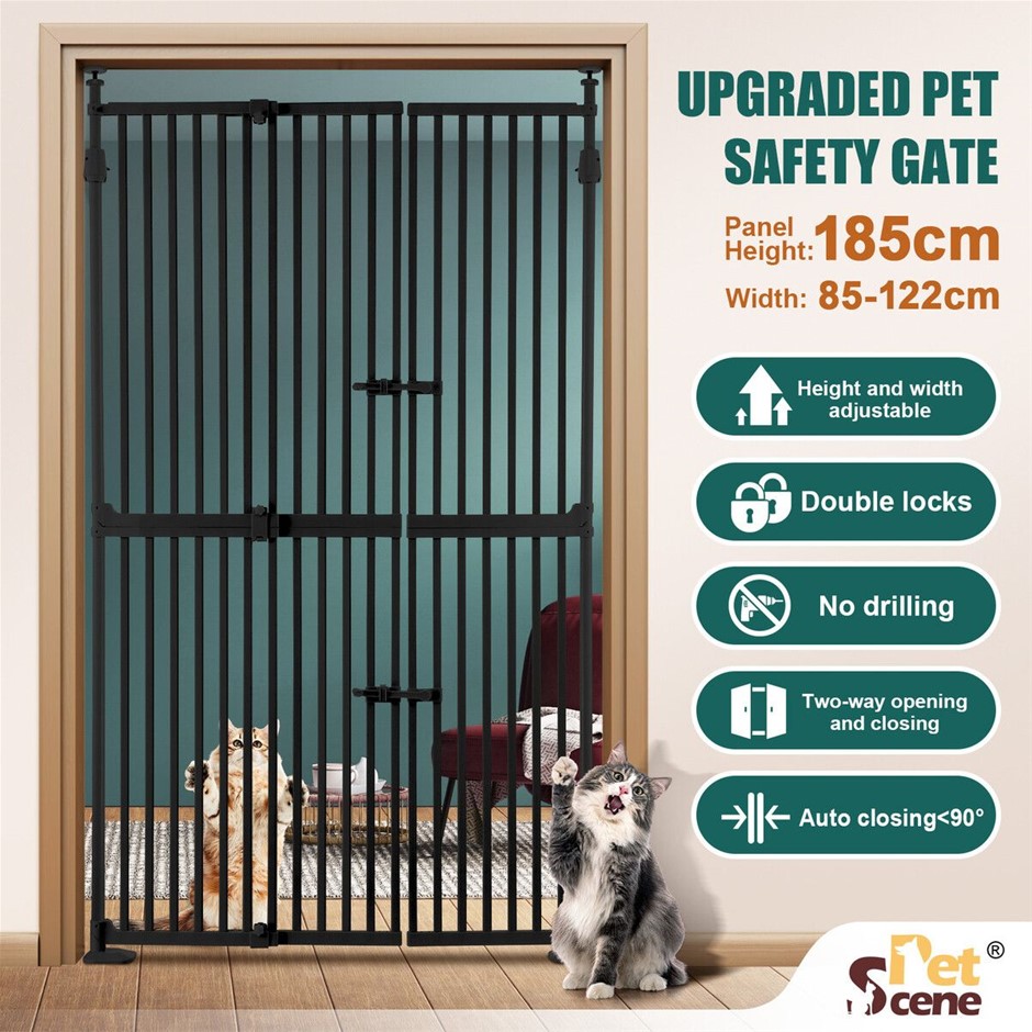 Extra Tall Retractable Pet Safety Gate 190-250cm Height 85-122cm Width