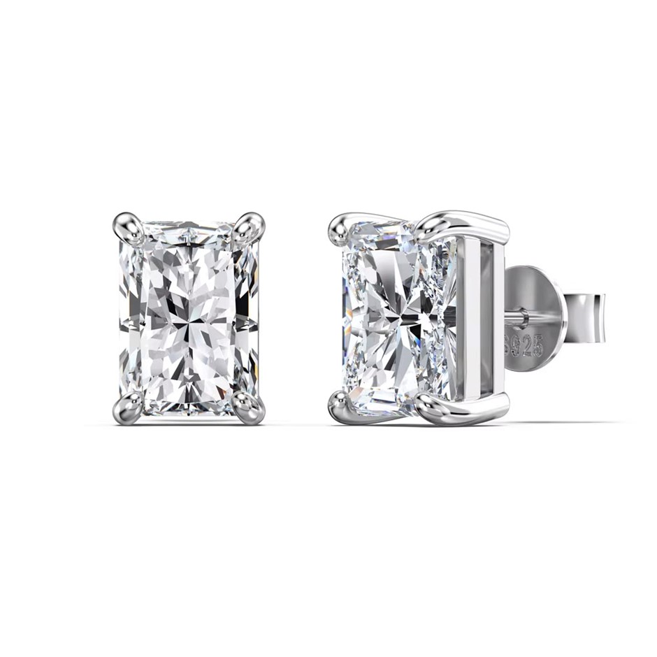 1.0ct Rectangle Lab Created Moissanite 925 Sterling Silver Earrings