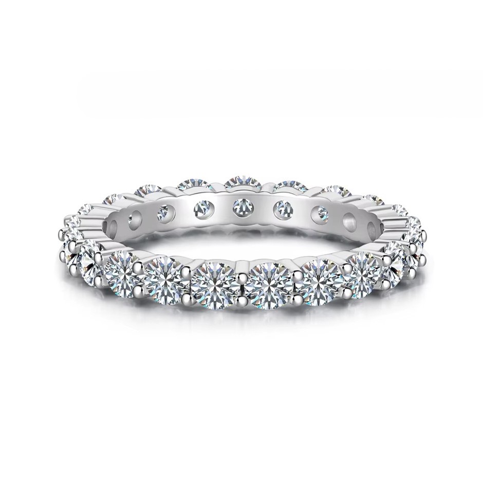 1.90ct Round Lab Created Moissanite 925 Silver Band Ring - Size 6