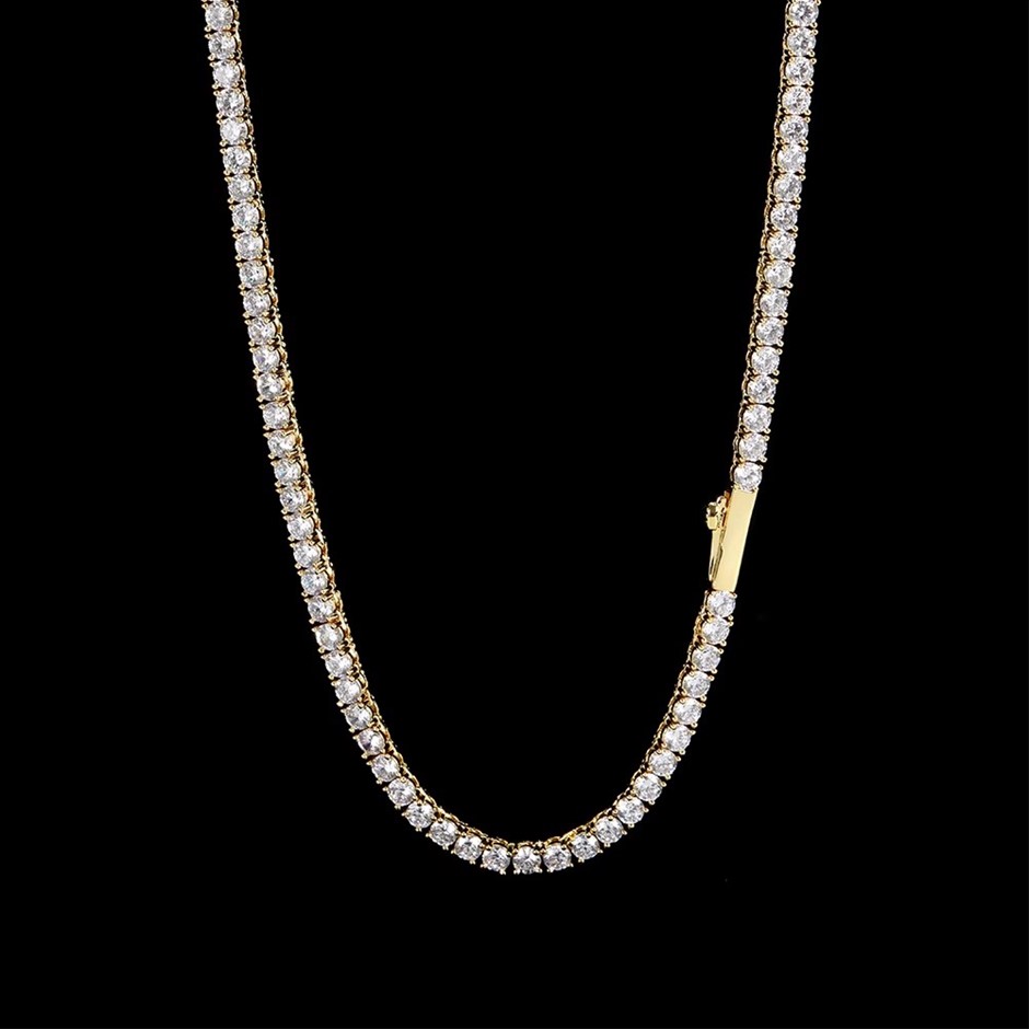 18K Gold-Filled 4MM Tennis Necklace with AAA+ Cubic Zirconia - 60.9cm
