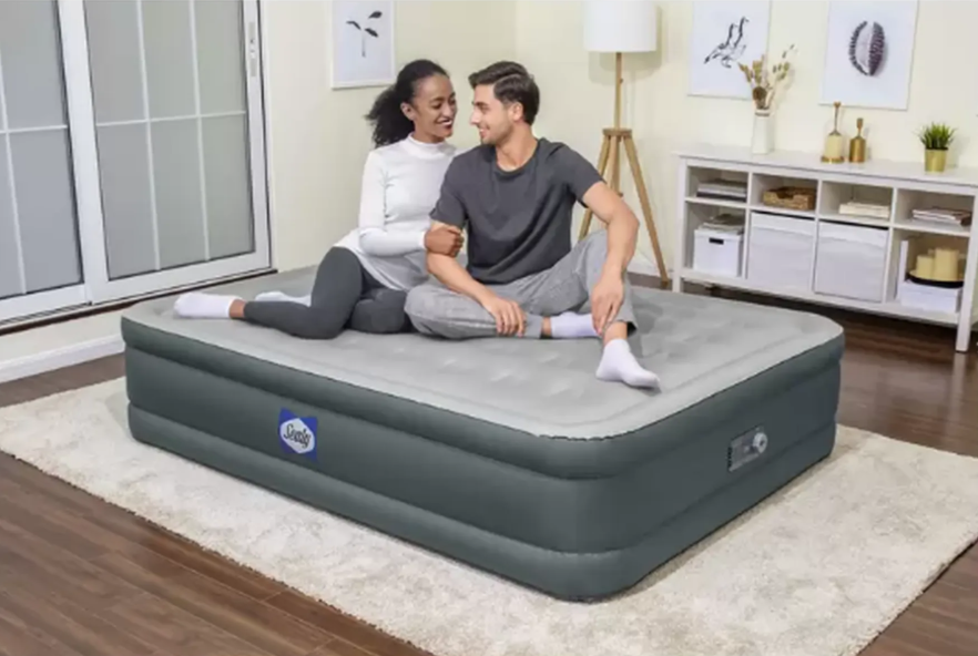 SEALY Fortech Queen Airbed with Inbuilt Pump. NB: damaged packaging