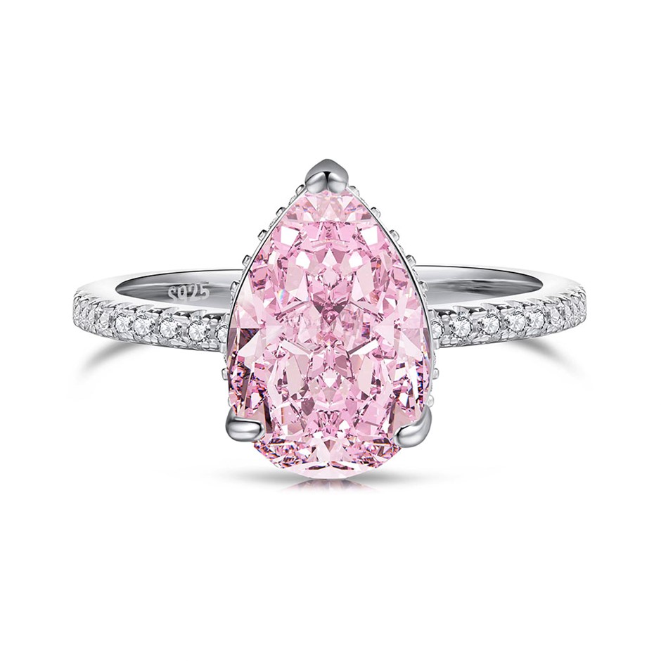 2.75ct Pear 8A Cubic Zirconia 925 Sterling Silver Ring - Size 7
