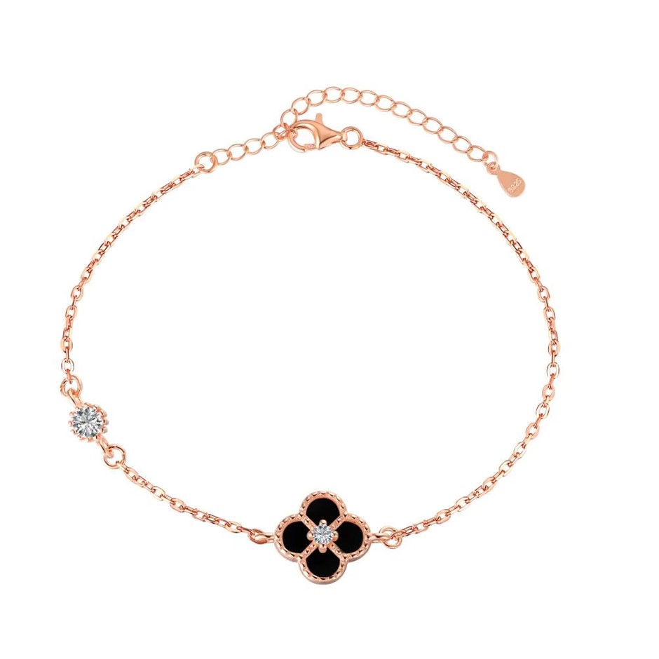 Four Leaf Clover 5A Cubic Zirconia 925 Silver Tennis Bracelet
