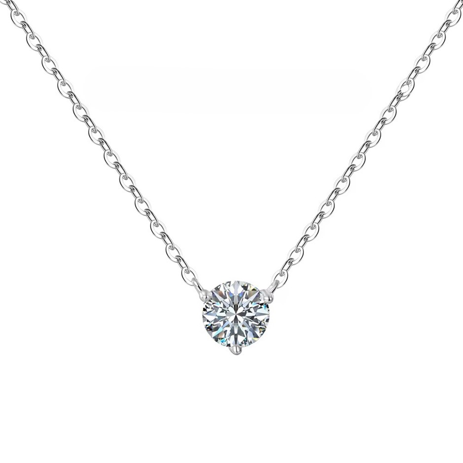 0.50ct Round Lab Created Moissanite 925 Silver Pendant Necklace