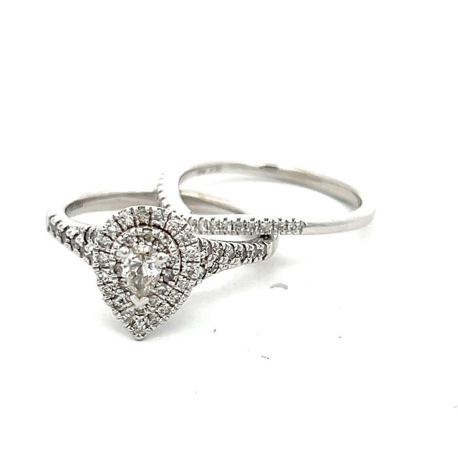 10ct White Gold Diamond Bridal Ring Set