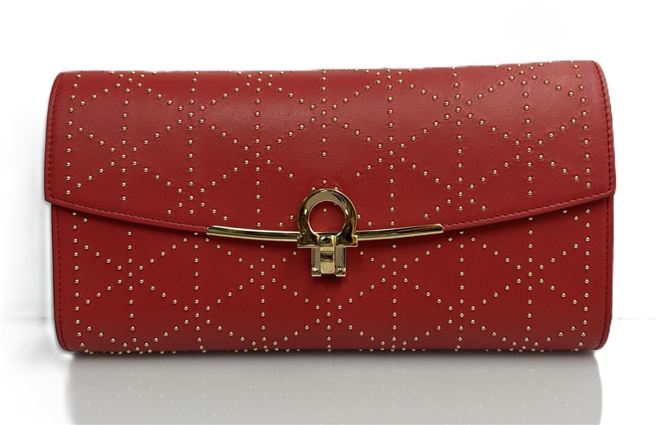 Salvatore Ferragamo Gancini Studded Clutch Bag