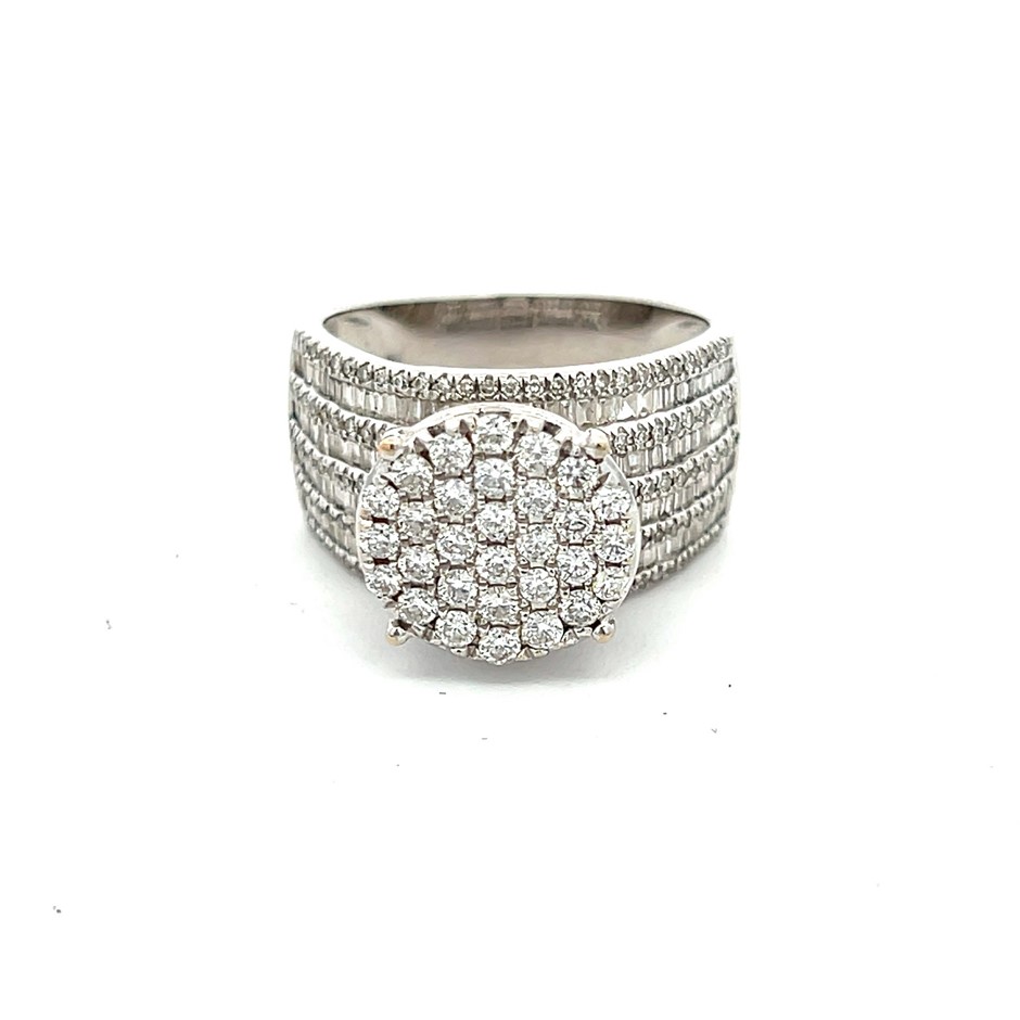 14ct White Gold Diamond Cluster Ring