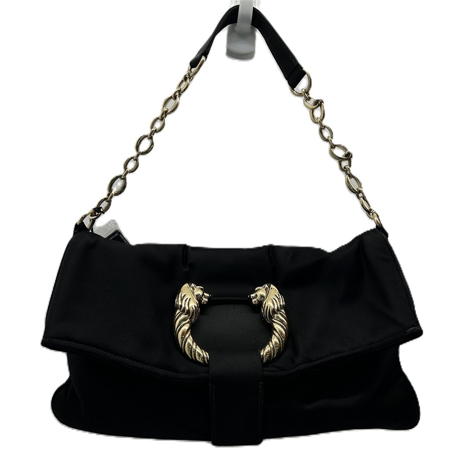 Bvlgari Black Satin Lion Head Shoulder Bag