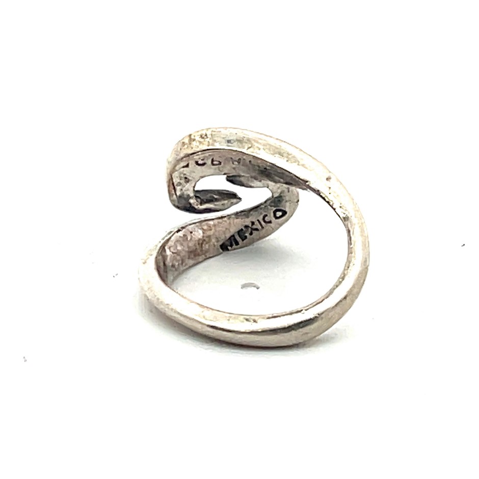 Sterling Silver Mexico Modernist Open Ring Freeform Design