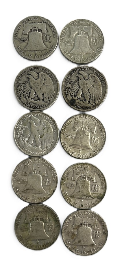 Mixed Lot Of United States Silver Half Dollar Coins