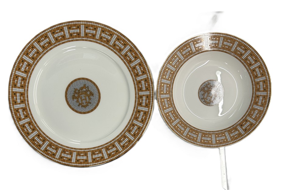 Hermès Mosaique Au 24 Porcelain Plate And Bowl Set