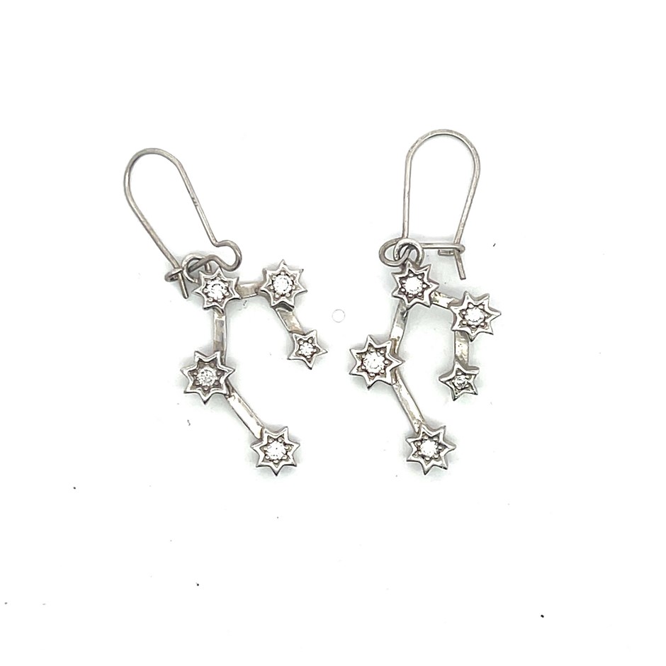 Sterling Silver Cubic Zirconia Star Drop Earrings