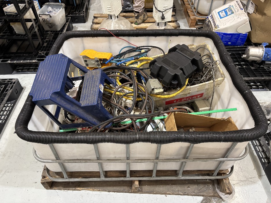 Bin of Assorted Used Cables, Electrical Connectors & Miscellaneous Items