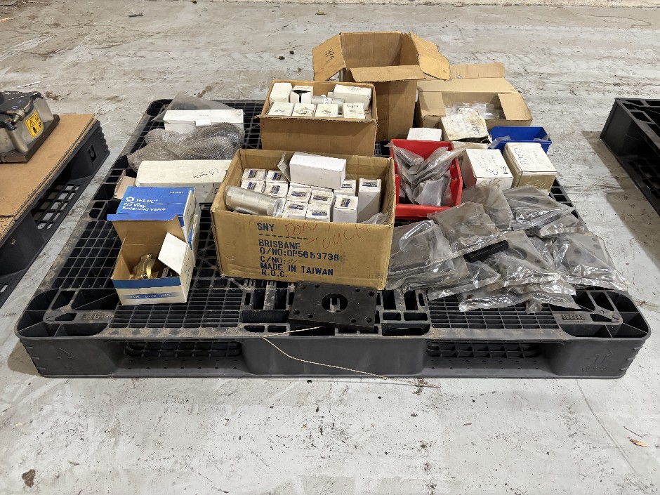 <p>Assorted Pneumatic Fittings — Clevis Brackets, Valve Bodies & JELPC Sole