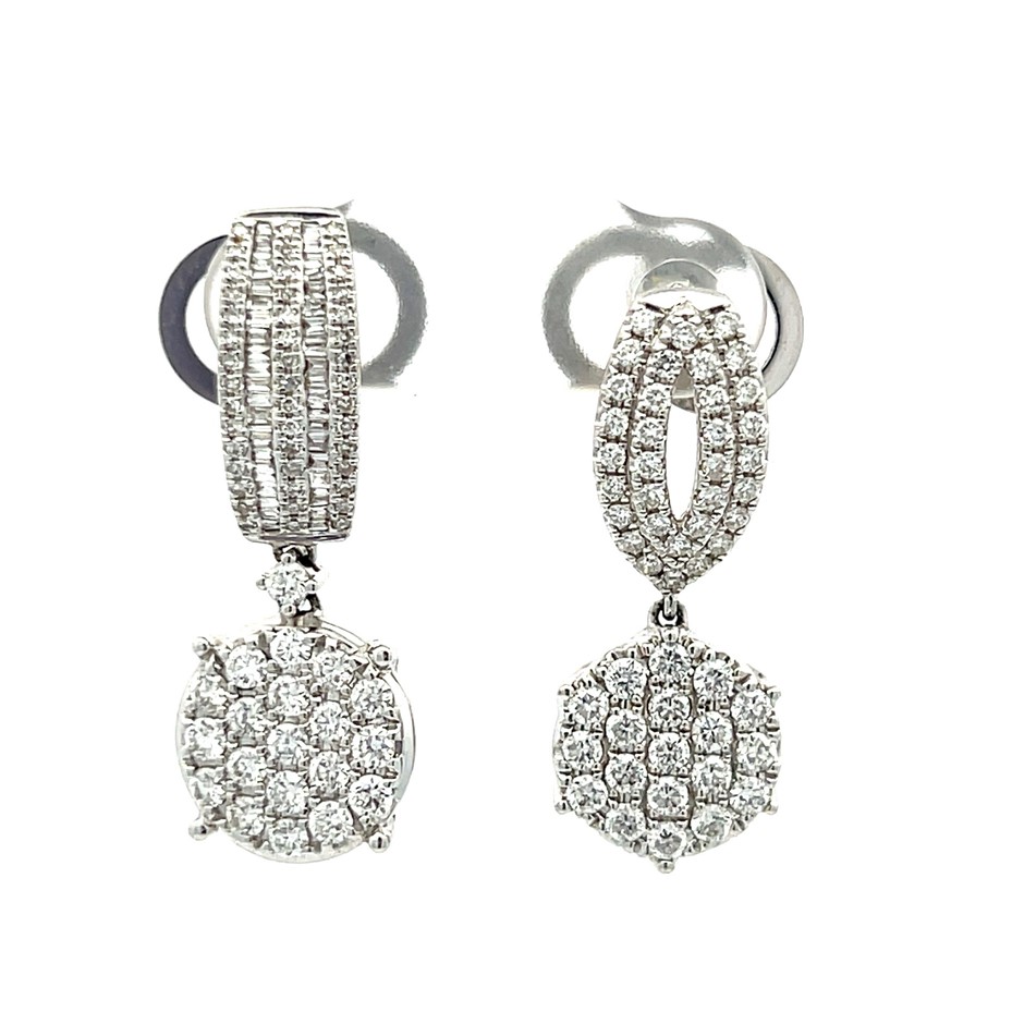 14ct White Gold Diamond Drop Earrings