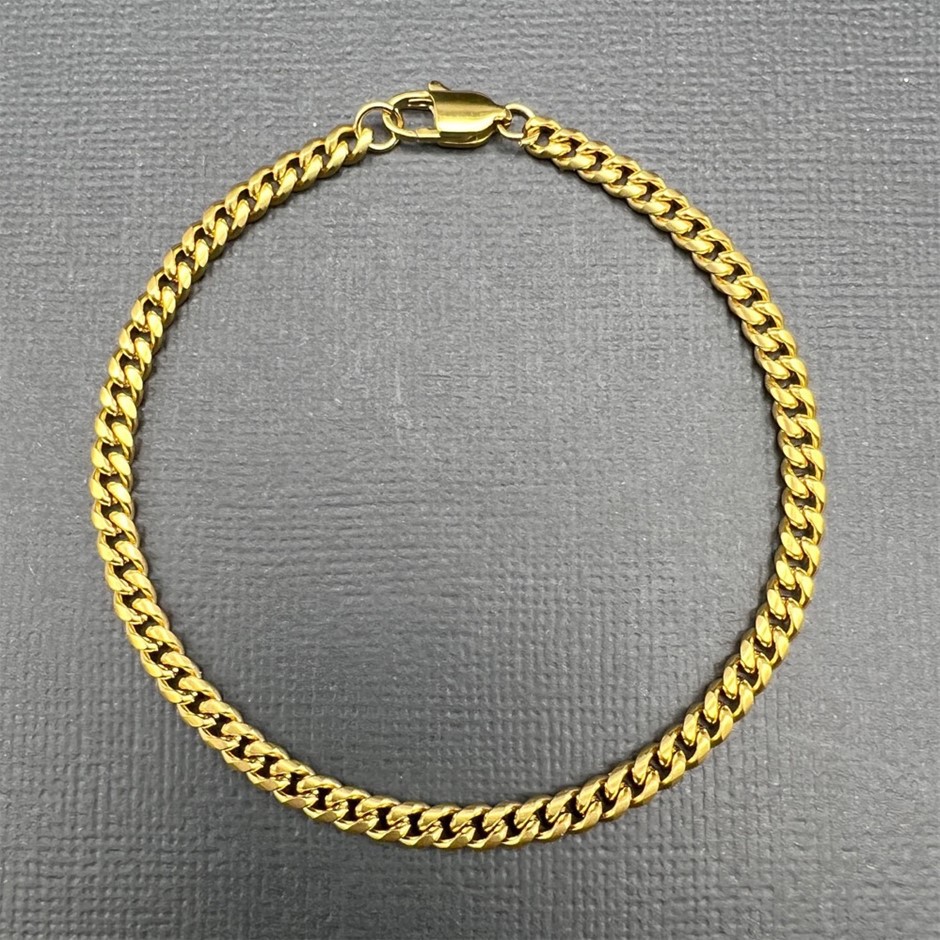18K Gold-Filled Cuban Link Chain Bracelet, 4MM Wide - 20.3cm